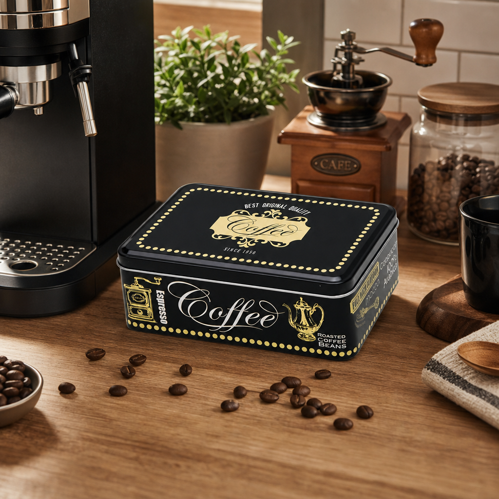Dóza na kávu Black Coffee 500 g – černý minimalismus