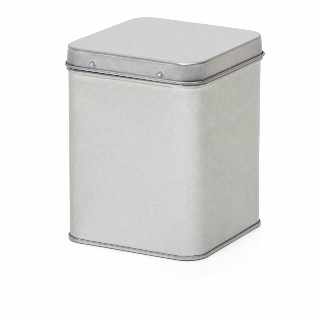 Dóza na kávu Silver 200 g – hranatá 88×88×115 mm