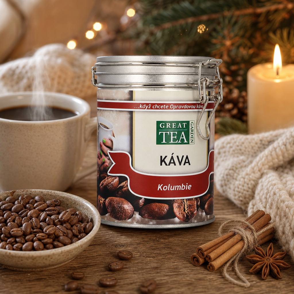 Vánoční káva Kolumbie v dóze – zrnková 200 g ℮