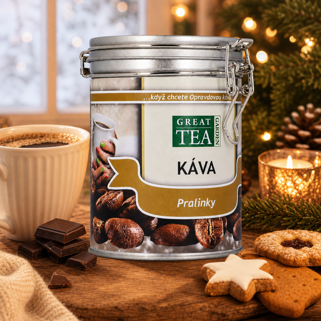Vánoční káva Pralinky v dóze – zrnková