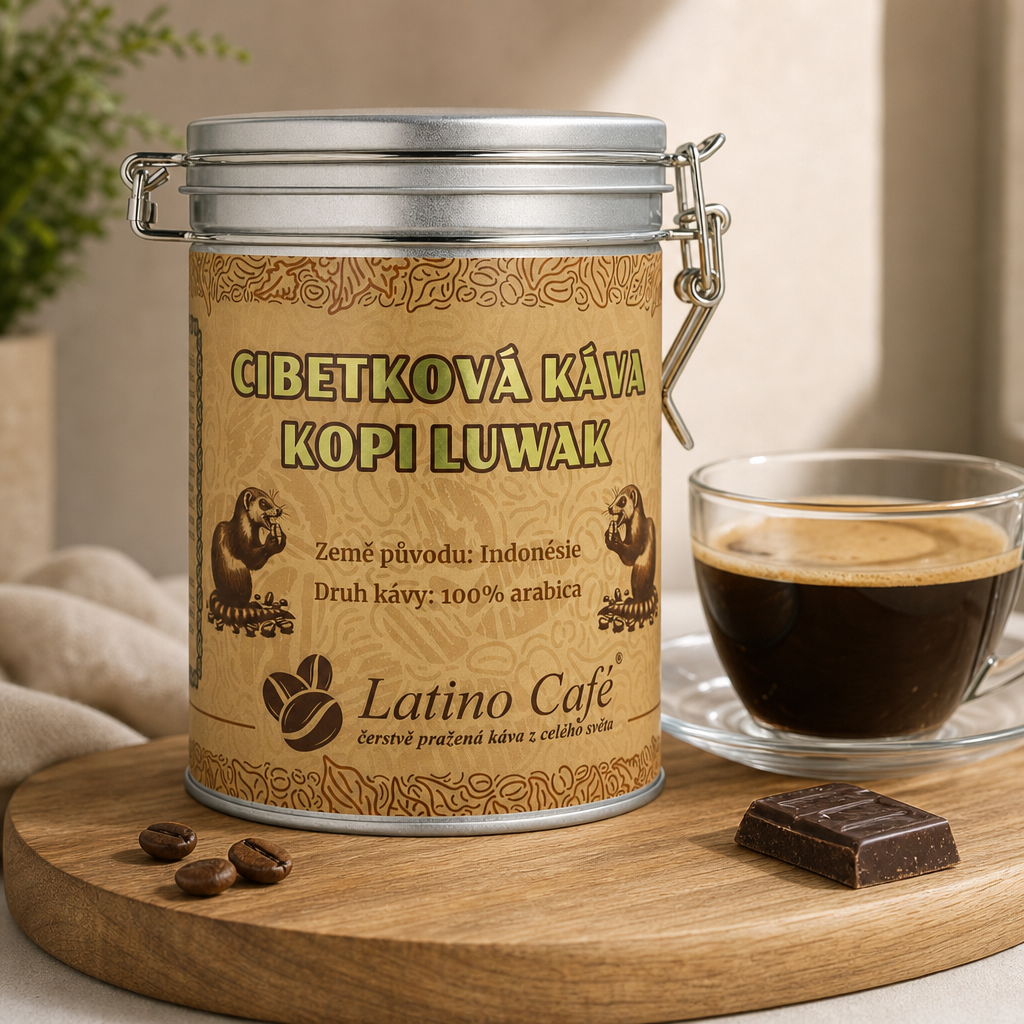 Zrnková káva Kopi Luwak v luxusní dóze 200 g