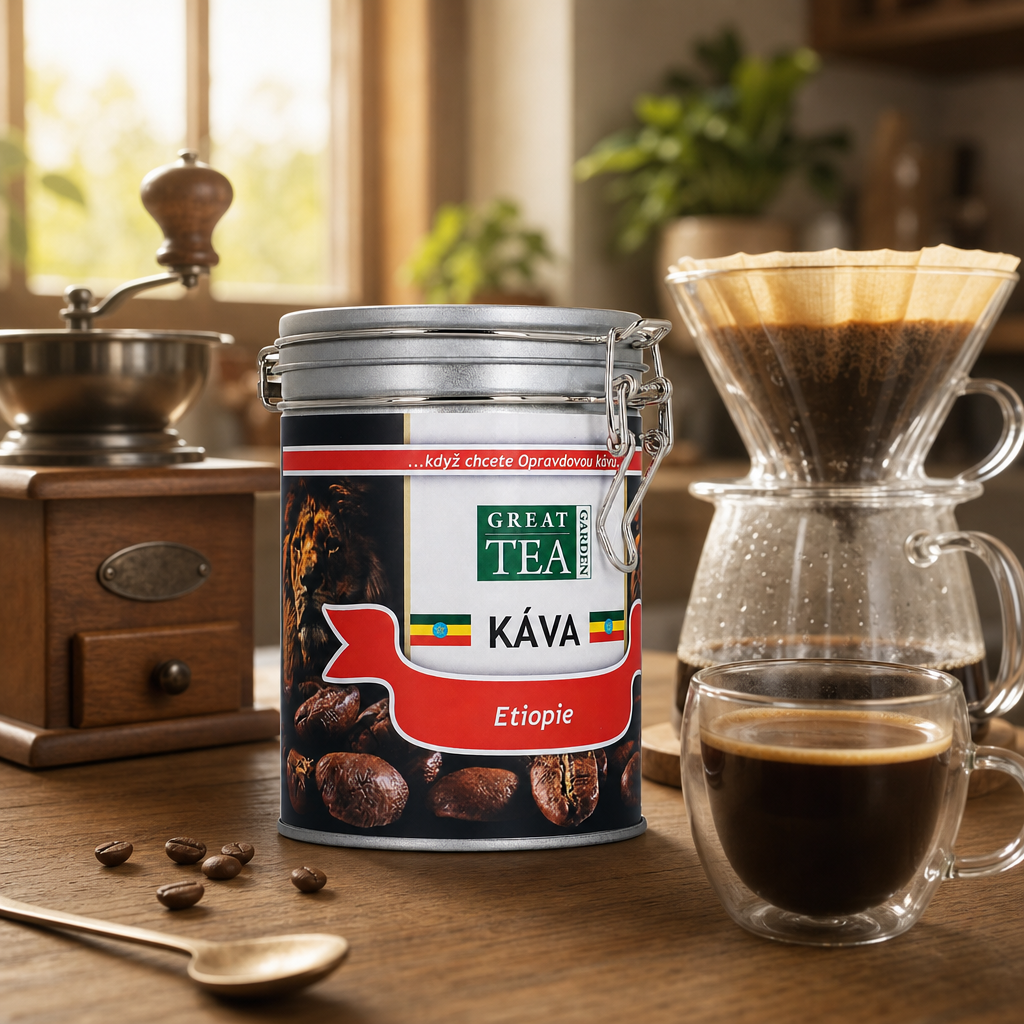 Zrnková káva Etiopie v dóze 200 g ℮