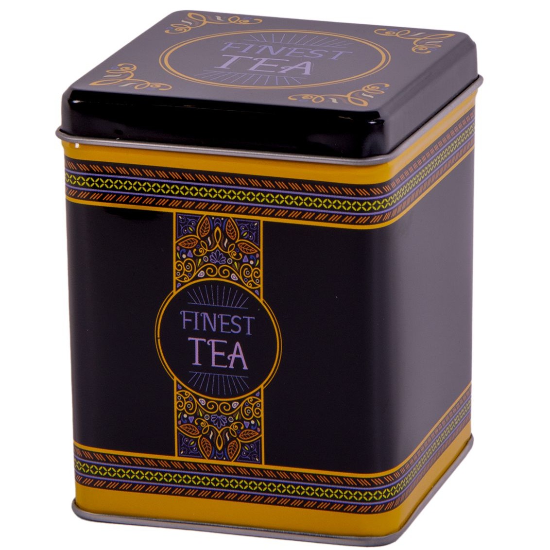 Dóza Finest Tea 100 g – tmavá hranatá čajová dóza