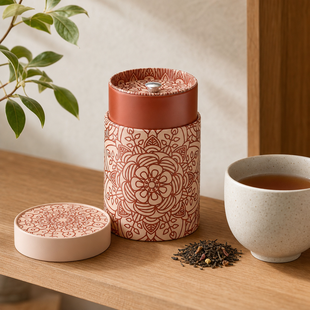 Dóza Mandala 150 g – krémová kulatá dóza na čaj a kávu