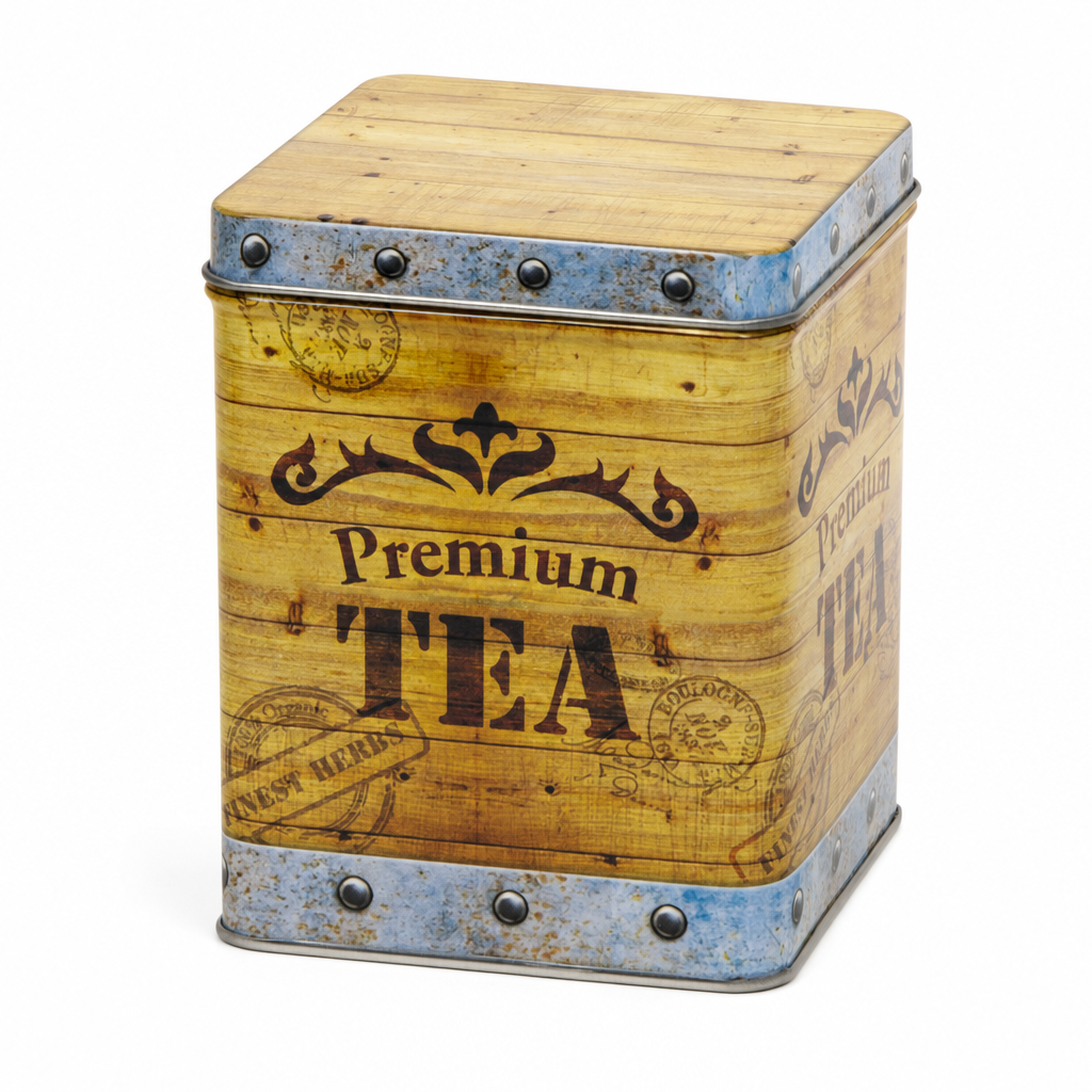 Dóza Premium TEA 200 g – hranatá čajová dóza