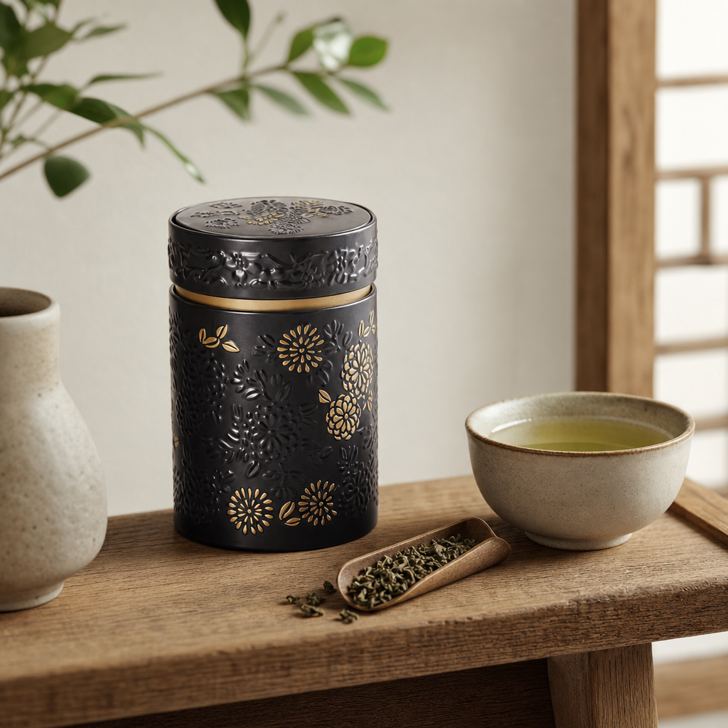 Dóza Yumiko 150 g – černá, kulatá s vnitřním víčkem