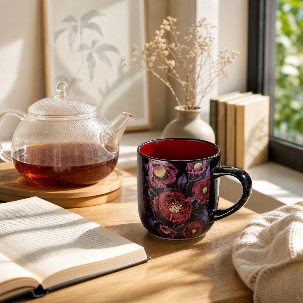 Hrnek Mystická květina 400 ml – dekor zvenku (porcelán)