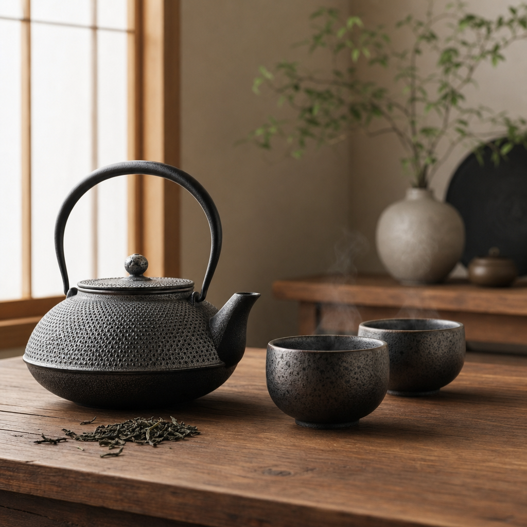 Japonská litinová souprava Arare stříbrná 1200 ml