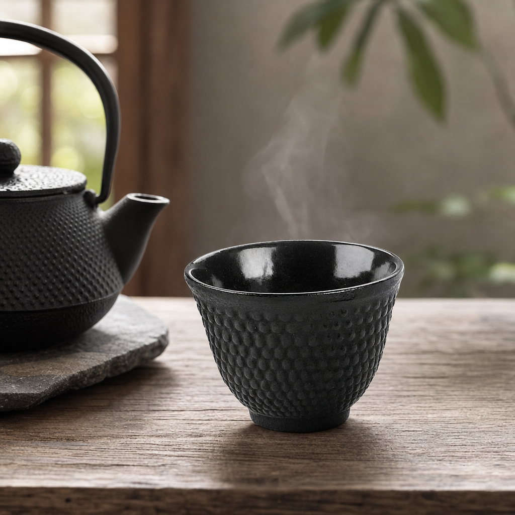 Japonský litinový šálek Fudži 100 ml – černý