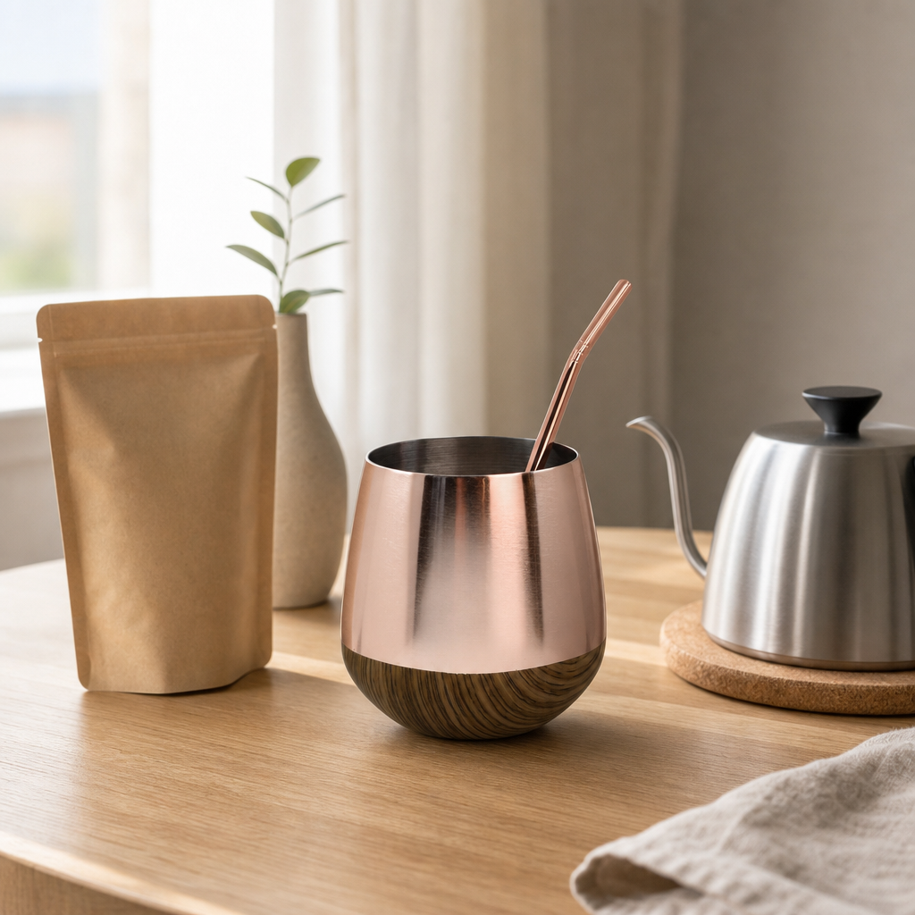 Mate set Eliene – kalabasa a bombilla, nerez, 450 ml
