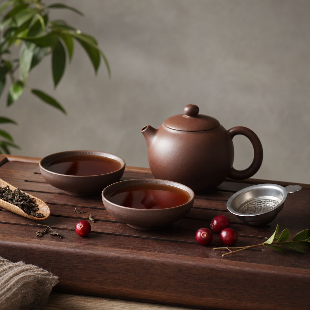 Puerh Tea Brusinka v dóze – černý ochucený čaj