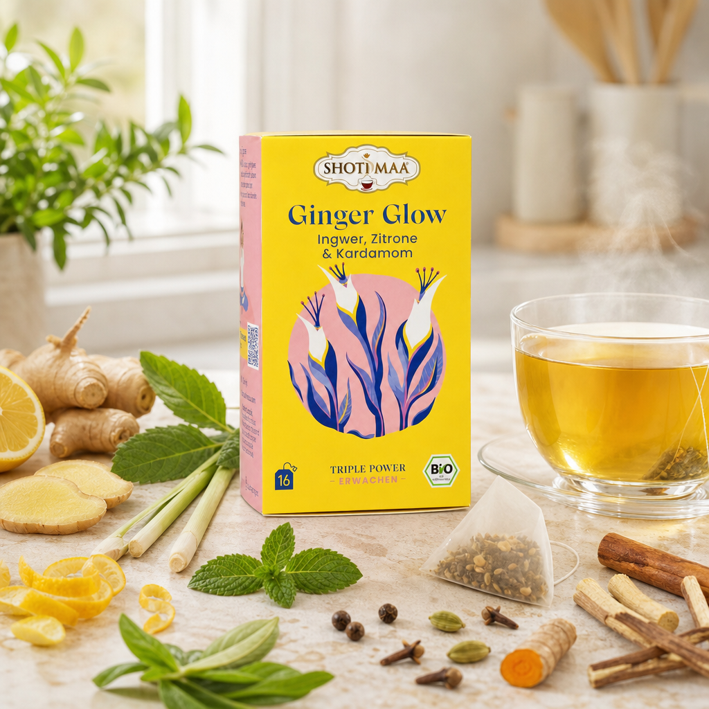 Shoti Maa Ginger Glow – bio zázvor, citron a kardamom (sáčky)
