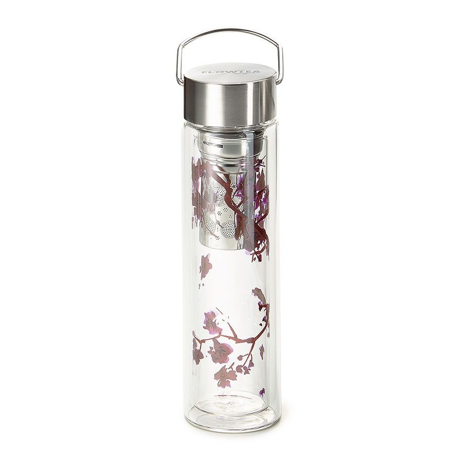 Skleněná termoska Flowtea Cherry Blossom 350 ml