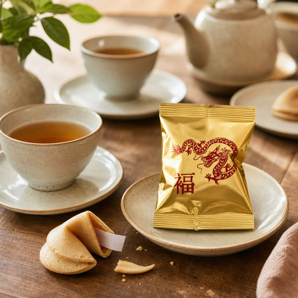 Sušenka štěstí Zlatý drak – 1 ks (fortune cookie)