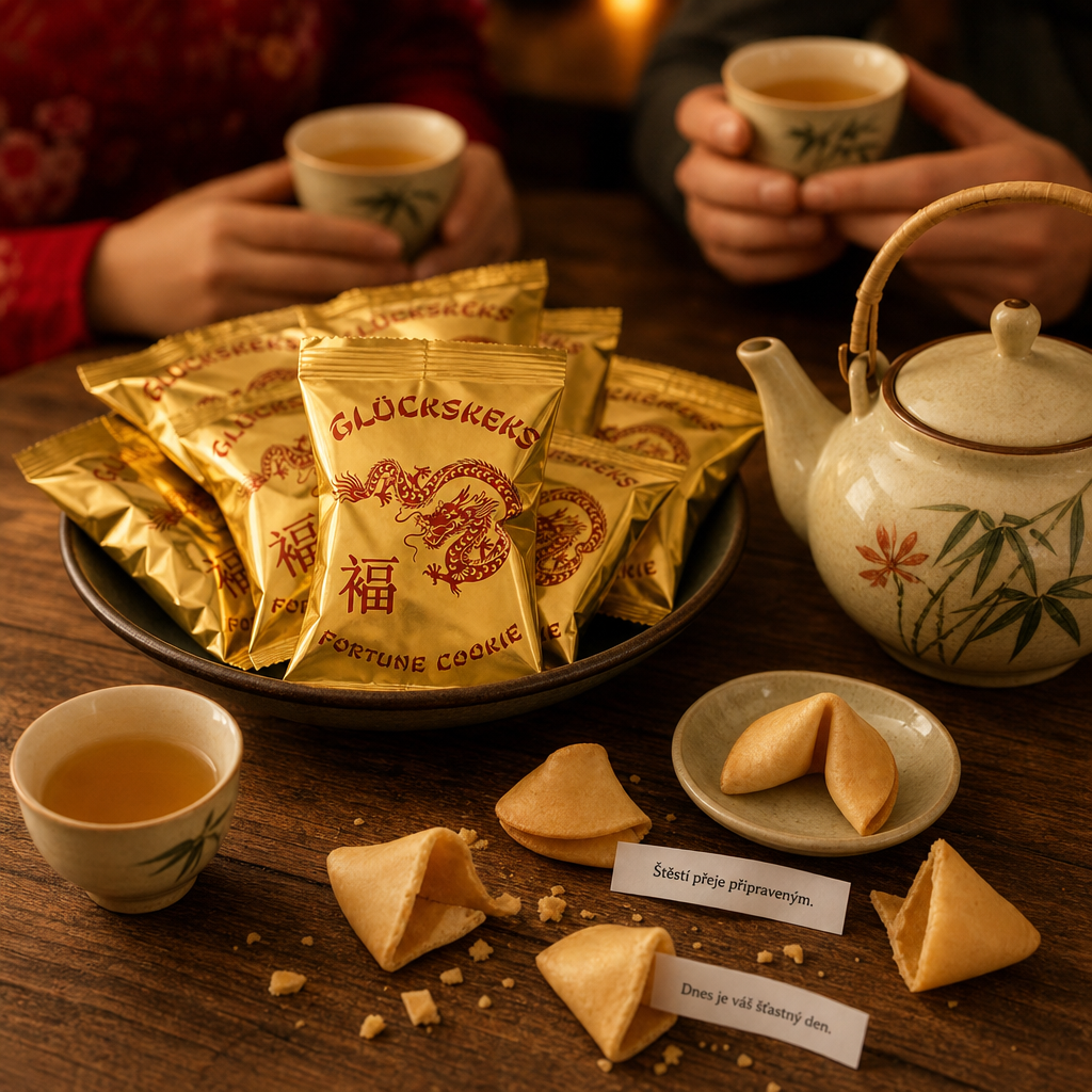 Sušenka štěstí Zlatý drak – 20 ks (fortune cookie)