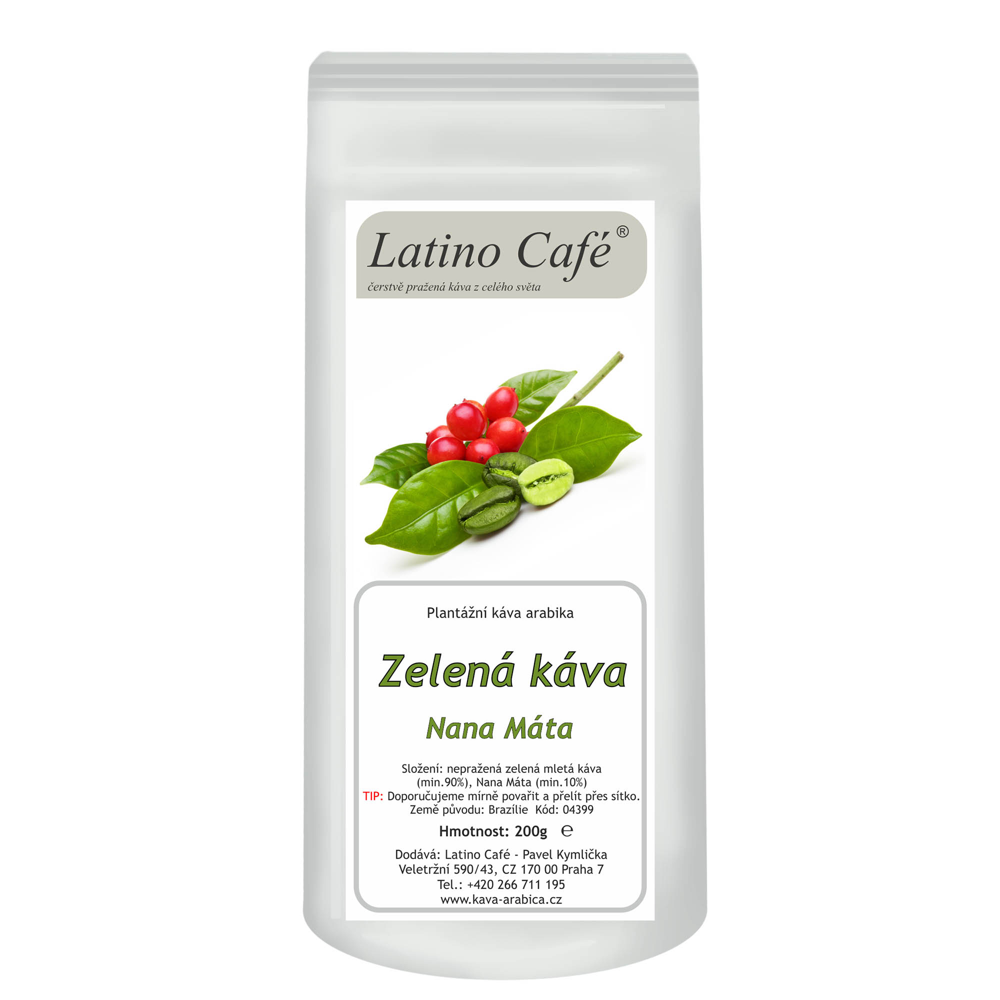 Latino Café – Zelená káva s mátou 200 g