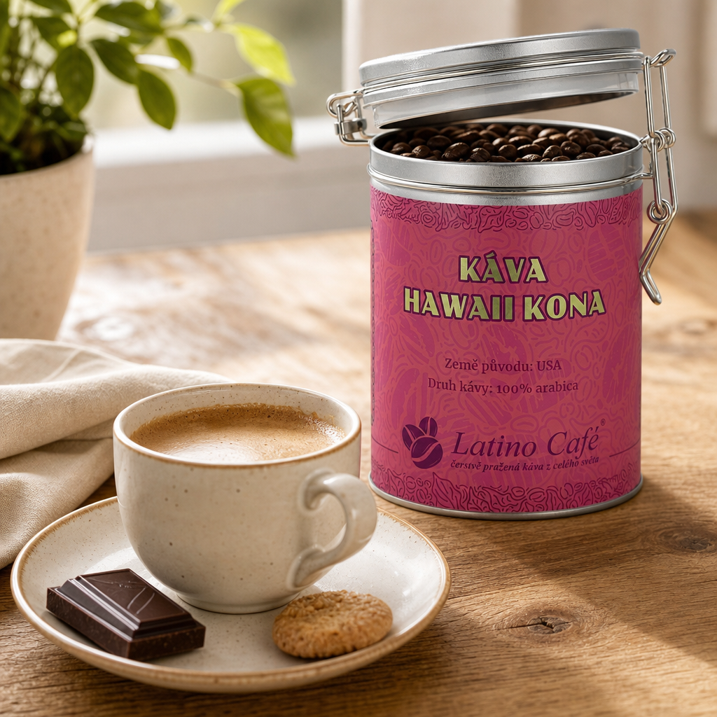 Zrnková káva Hawaii Kona v luxusní dóze 200 g ℮