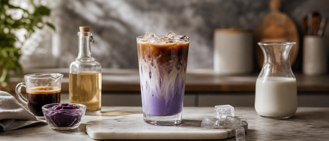 Ledové ube latte s vanilkou: snadný postup doma
