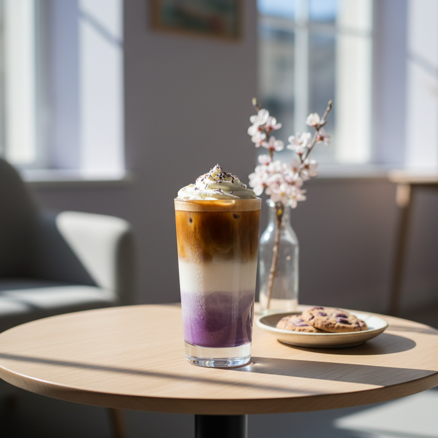 Ledové ube latte s vanilkou: snadný postup doma