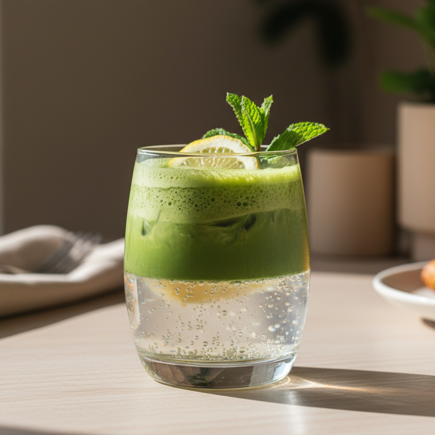 Svěží jarní matcha tonic s citrusy a medem