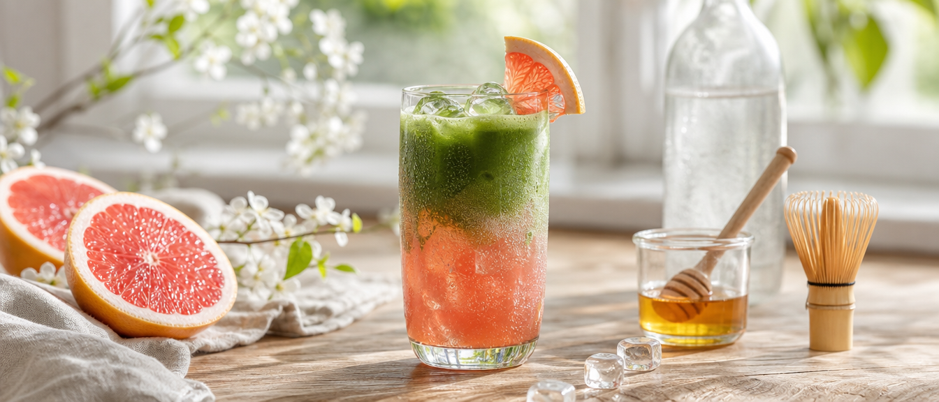 Matcha tonic s grepem a medem: jarní nealko drink
