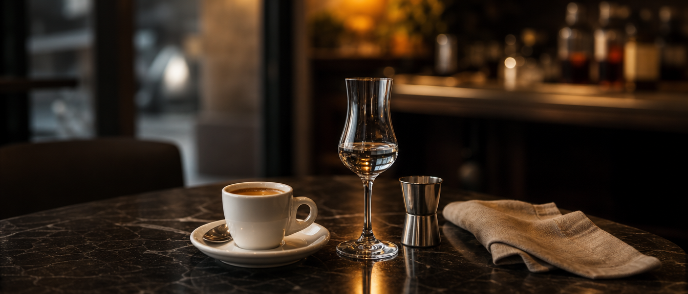 Caffè corretto: elegantní espresso s kapkou destilátu