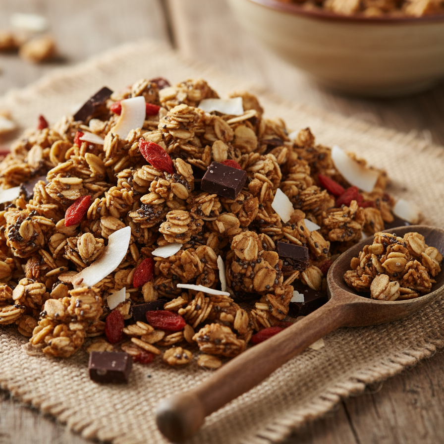 Jednoduchá granola s chia a goji: křupavý základ na rána