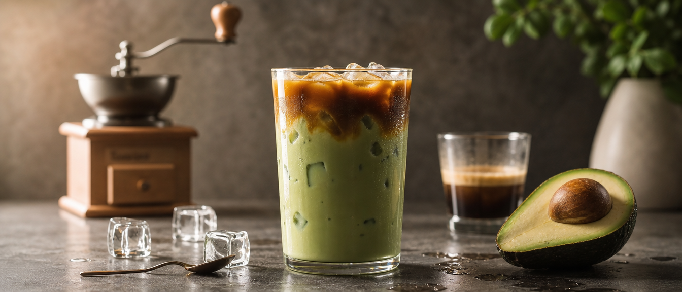 Avokádové latté s espressem: krémová ledová káva