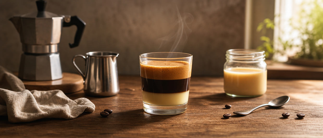 Café bombón: sladká vrstvená káva krok za krokem