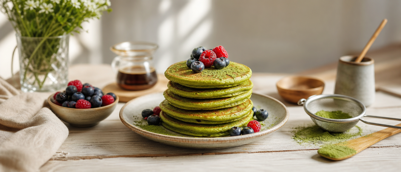 Matcha palačinky: rychlá snídaně s jemnou zelenou chutí