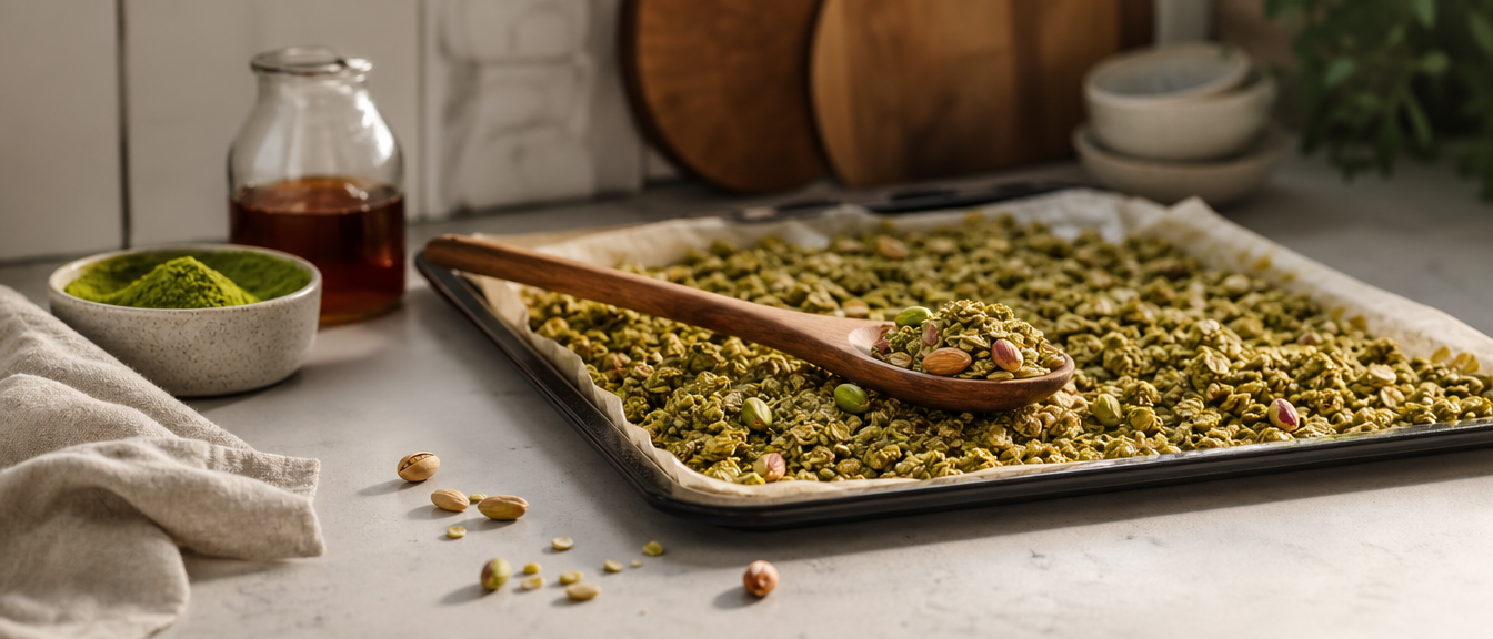 Domácí Matcha Granola - Jak si připravit úžasnou snídaní