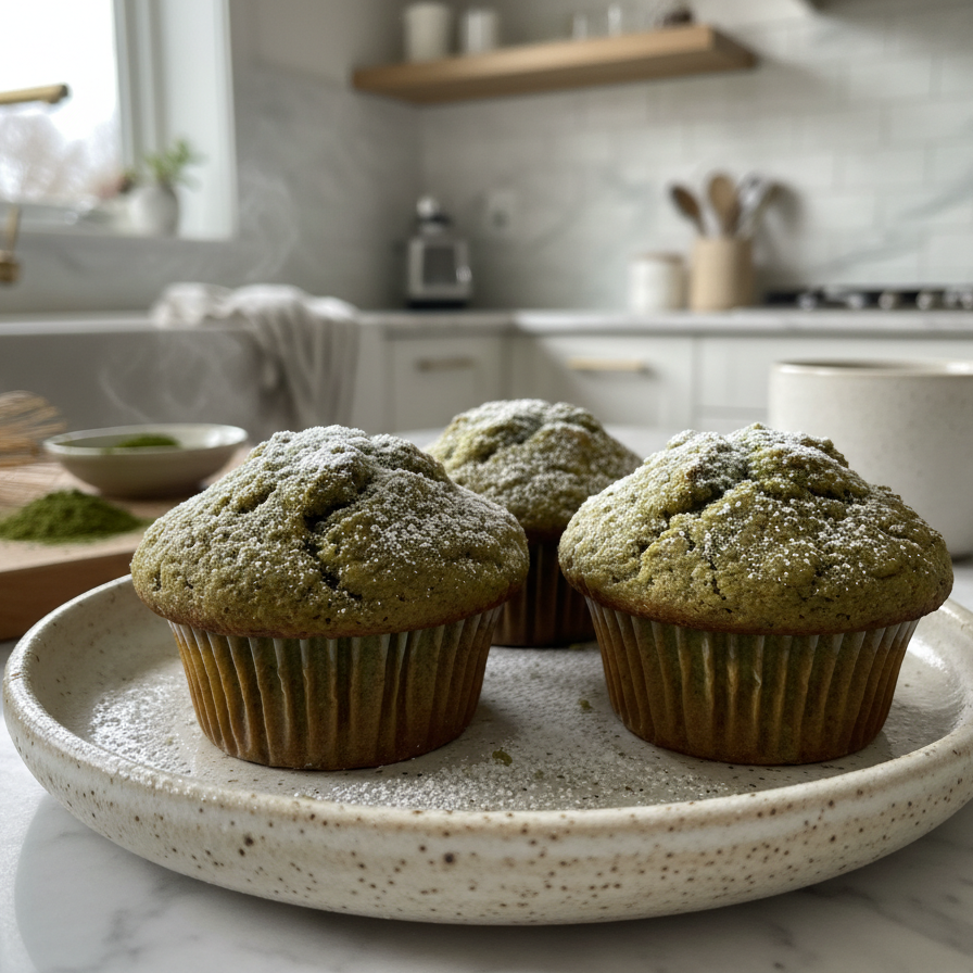 Domácí muffiny s čajem matcha