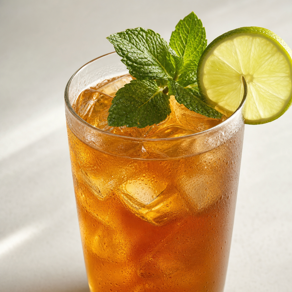 Ledový čaj s mátou a limetkou (Darjeeling Green cold brew)